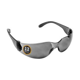 Wrap Around Safety Glasses ANSI CE Smoked Lens Pack of 12 Anti Scratch Glasses Safety Eyewear Protective Safety Spectacles Scratch Resistant Blac