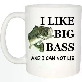 Rogue River 11oz Tactical Coffee Mug - 'I Like Big Bass' Funny Fishing Novelty Cup, Perfect Gift for Men, Dad,