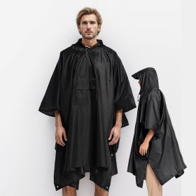 Unisex Hooded Rain Poncho With Pocket For Adult 3-in-1 Waterproof Poncho Raincoat With Hood Sleeve Brim Lightweight Portable Rain Poncho For Hiki (Color: Black)