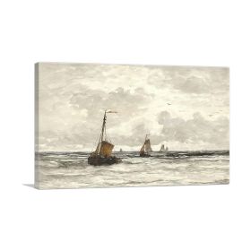 Fishing Boats On The Breakers 1915 (Type: Standard Framed Canvas Print, size: 32" x 24" / 80cm x 60cm (approx))