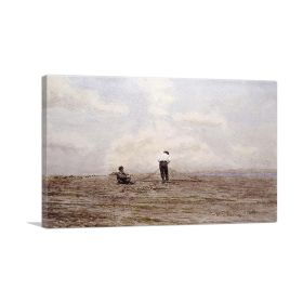 Tending The Fishing Nets 1882 (Type: Standard Framed Canvas Print, size: 24" x 16" / 60cm x 40cm (approx))