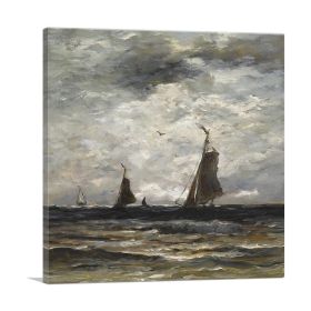 Dutch Fishing Vessels At Sea 1904 (Type: Standard Framed Canvas Print, size: 30" x 30" / 70cm x 70cm (approx))