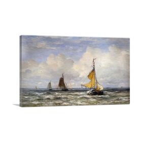 Return Of The Fishing Fleet Scheveningen (Type: Standard Framed Canvas Print, size: 28" x 20" / 70cm x 50cm (approx))