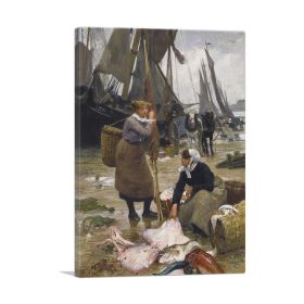 The Arrival Of The Fishing Boats (Type: Standard Framed Canvas Print, size: 32" x 24" / 80cm x 60cm (approx))