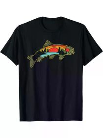 Men's Cotton Fishing Graphic Tee - Breathable, Short Sleeve, Crew Neck T-Shirt for Anglers & Outdoor Enthusiasts (Color: Black, size: L)