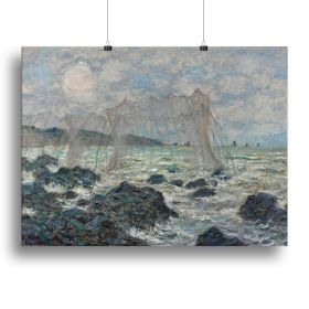 Fishing nets at Pourville by Monet Canvas Print or Poster (Type: Standard Framed Canvas Print, size: Small (12" x 8"))